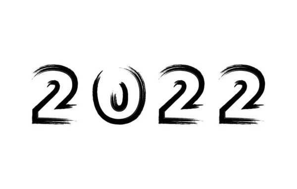 2022 Újévi Üdvözlő Kártya Design Kalligráfiával Kézzel Írt Szám 2022 — Stock Vector