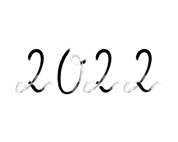 2022 Nuovo Anno Disegno Biglietto Auguri Con Calligrafia Numero Scritto — Vettoriale Stock