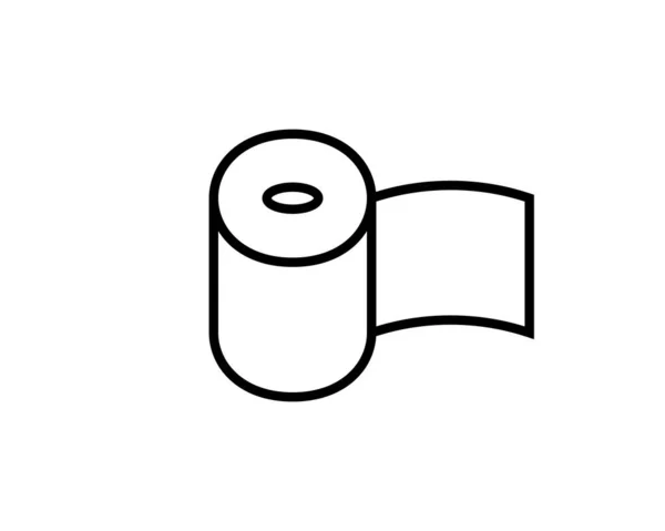 Toilet Tissue Paper Roll Ridges Line Art Vector Icon Apps — Stock Vector