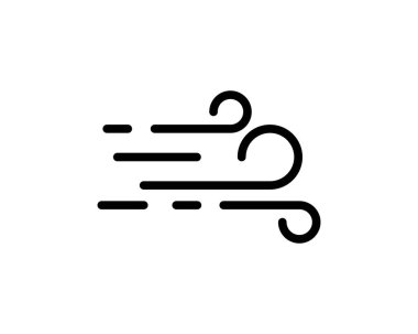 Rüzgar çizgisi simgesi, ana hatlı vektör logosu illüstrasyonu, doğrusal öngörü beyaz üzerine izole edilmiş pictogram.