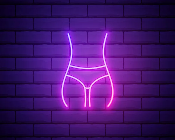 Női Derékvonal Neon Ikon Elemei Szépség Kozmetika Illusztráció Ikon Jelek — Stock Vector