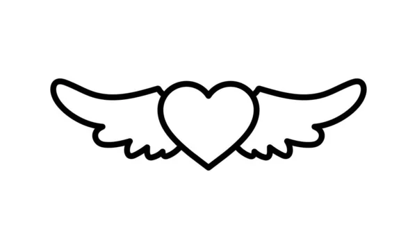 Значок Линии Крыльев Сердечных Ангелов Очертания Векторного Знака Пиктограмма Линейного — стоковый вектор