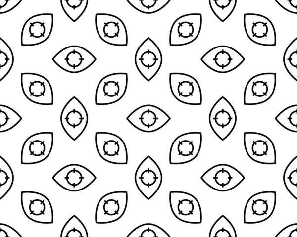 Abstract Eyes Seamless Pattern White Background Vector Illustration Outline Eye — Stock Vector