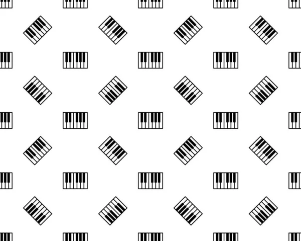 Línea Negra Sintetizador Música Icono Aislado Patrón Sin Costura Sobre — Vector de stock