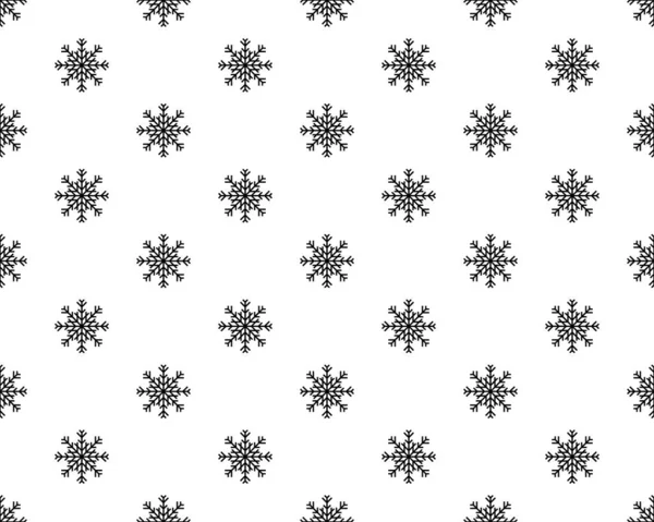 Snowflake Simple Seamless Pattern Black Snow White Background Abstract Wallpaper — Stock Vector