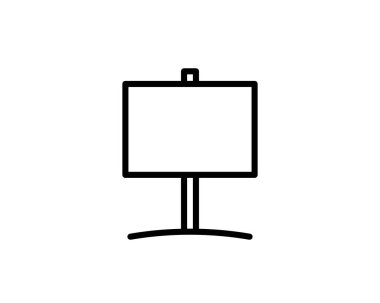 İmza noktası, Yol İşareti Simgesi Vektör Tasarım Şablonu. Yol işareti simgesi. İşaret direğinin çizgisel sembolü. Seyahat işaretçisi. Beyaz arkaplanda izole edilmiş vektör.