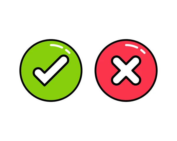 Kontrolní Značky Tik Křížové Vektorové Ikony Ano Žádné Symboly Vektorová — Stockový vektor