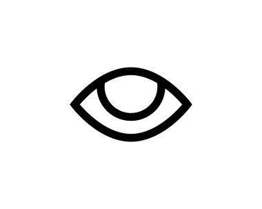 Web ve mobil, modern minimalist düz tasarım için göz simgesi. Açık gri arkaplanda vektör koyu gri simge.