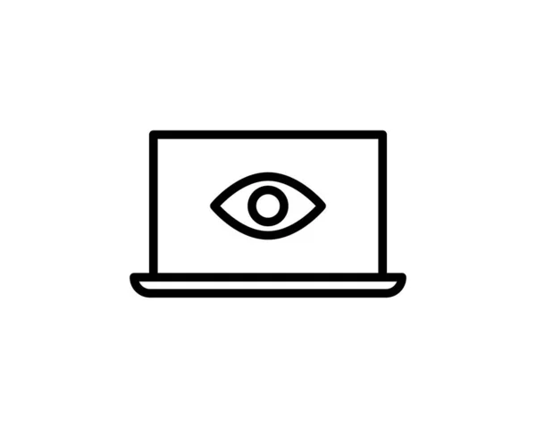 Laptop Eye Icon Internet Surveillance Spyware Computer Watching You Concepts — Stock Vector