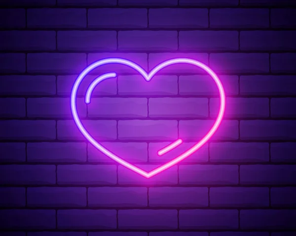 Νεανική Καρδιά Φωτεινή Νύχτα Νέον Πινακίδα Τούβλο Τοίχο Φόντο Backlight — Διανυσματικό Αρχείο