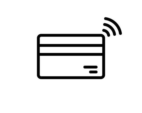 Ikona Linii Wektora Płatności Rfid Karta Debetowa Bezdotykowa Płatność Kartą — Wektor stockowy