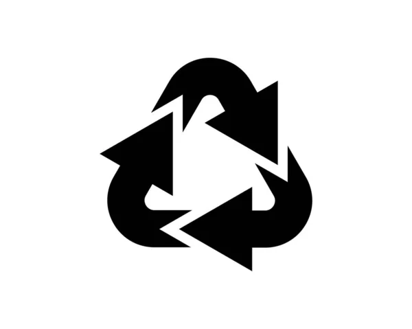 黑色回收图标 循环标签分开在白色背景上 三支黑箭循环利用 — 图库矢量图片