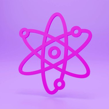 Atom yapısının 3 boyutlu yansıması enerji yayıyor. Düz 3d atom oluşturma arkaplan rengi izole.