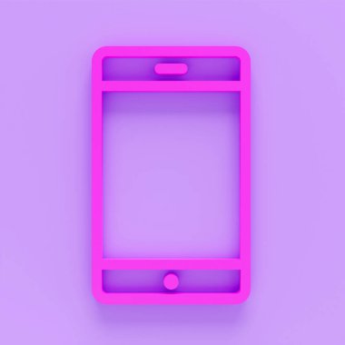 Cep telefonu veya akıllı telefon hattı simgesinin 3D görüntüsü, ana hat işareti, doğrusal resim çizimi izole edildi. 3D Render Sembol, logo çizimi. Düzenlenebilir vuruş