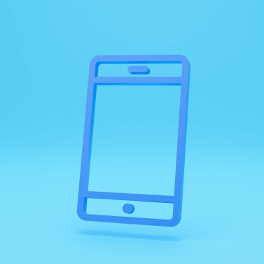 Cep telefonu veya akıllı telefon hattı simgesinin 3D görüntüsü, ana hat işareti, doğrusal resim çizimi izole edildi. 3D Render Sembol, logo çizimi. Düzenlenebilir vuruş