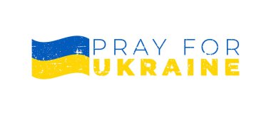 Ukrayna konsepti Banner, Ukrayna bayrağı dua eden konsept vektör illüstrasyonu için dua edin. Ukrayna 'ya barış için dua et. Ukrayna 'yı Rusya' dan kurtar