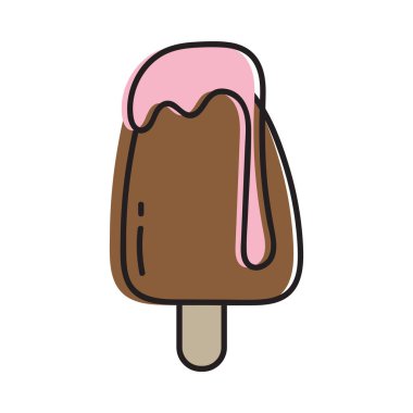 Eriyen dondurma beyaz arka planda izole edilmiş. Vektör, simgeyi belirler. Tişört tasarımı için illüstrasyon