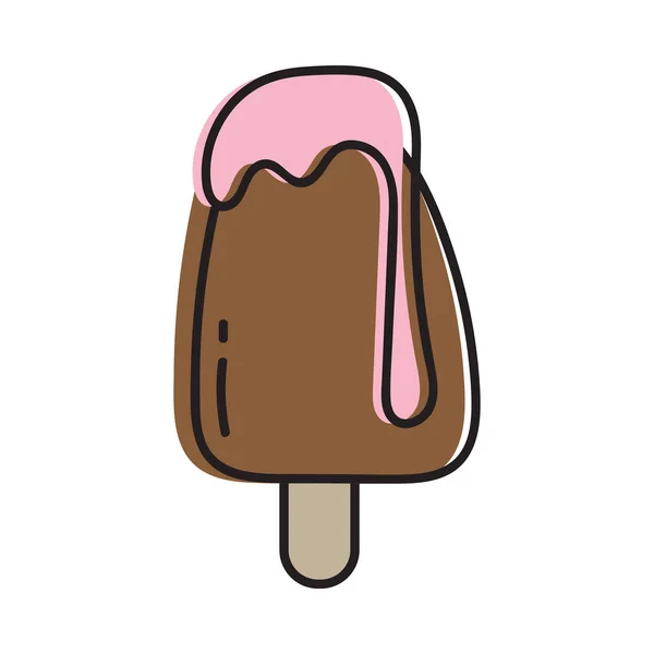Melting Ice Cream Isolated White Background Vector Contours Icon Illustration — Archivo Imágenes Vectoriales
