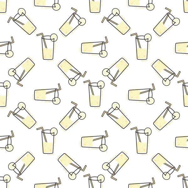 Summer Seamless Pattern Cocktails Lemonade Cocktail Printing Packaging Design Textiles — Stock Vector