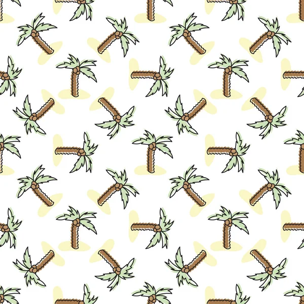 Palm Tree Doodle Seamless Pattern Cute Palm Tree Doodle Style — 图库矢量图片