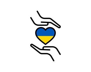 Ulusal bayrak, el ve haritayla Ukrayna konsepti için dua edin. Ukrayna bayrağı dua eden konsept vektör çizimi. Barış için dua edin Ukrayna 'ya karşı savaşı durdurun..