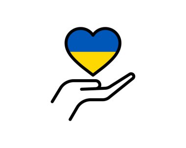 Ulusal bayrak, el ve haritayla Ukrayna konsepti için dua edin. Ukrayna bayrağı dua eden konsept vektör çizimi. Barış için dua edin Ukrayna 'ya karşı savaşı durdurun..