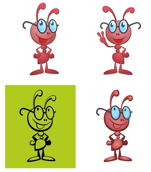Ant cartoon with glasses Stock Vector
