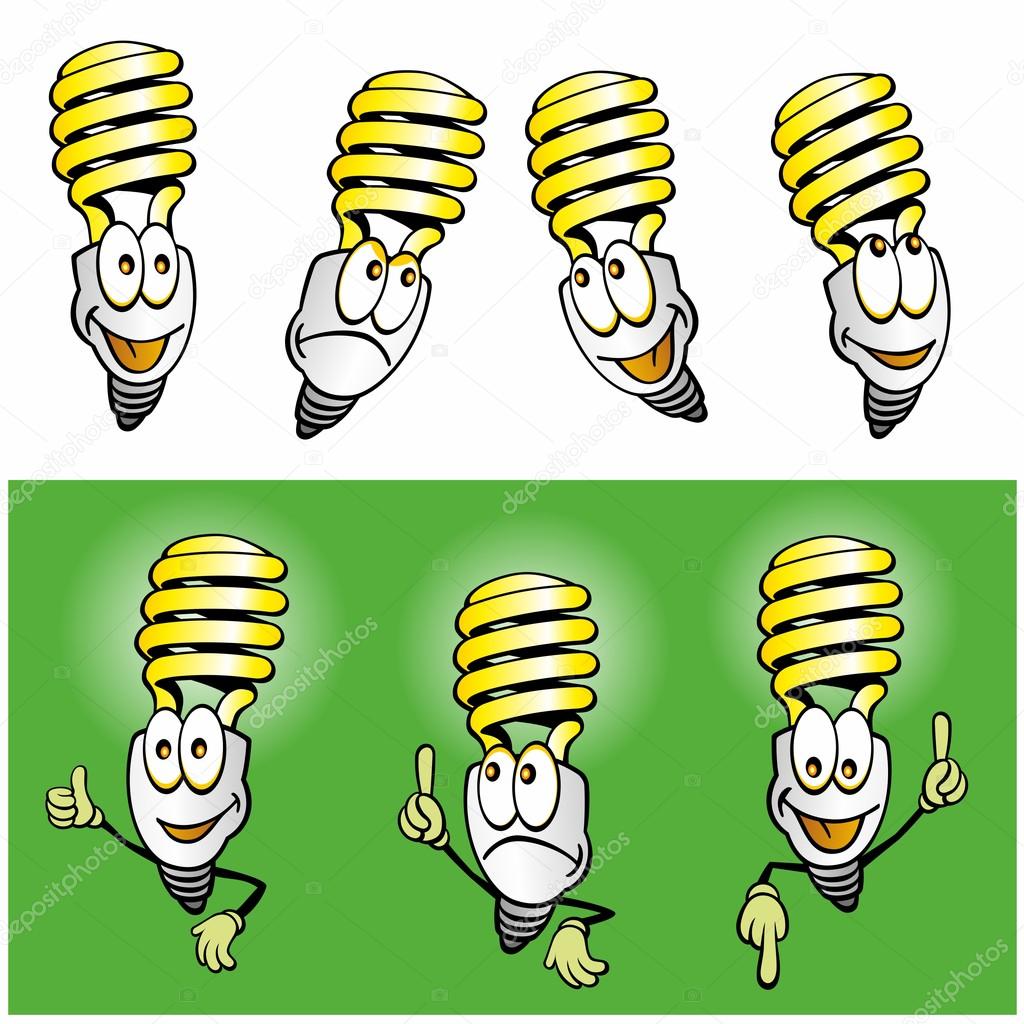 Cartoon eco light bulb character