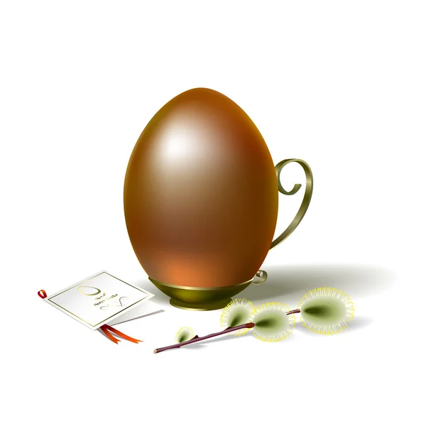 Velikonoční vajíčko s snítkou Vrba — Stockový vektor