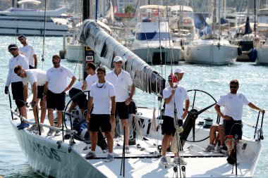 Spanish King Felipe VI in King's Cup Sailing celebrated in Majorca, Aug 2014. clipart