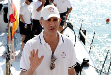 Spanish King Felipe VI in King's Cup Sailing celebrated in Majorca, Aug 2014.