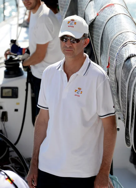 Spanish King Felipe VI in King's Cup Sailing celebrated in Majorca, Aug 2014. — Stock Photo, Image