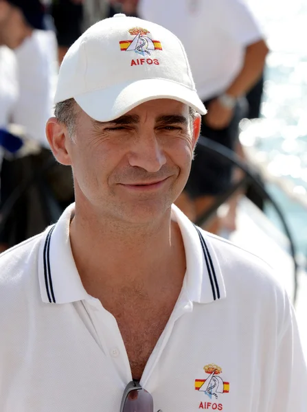 Rei espanhol Felipe VI em King 's Cup Vela celebrada em Maiorca, agosto 2014 . — Fotografia de Stock