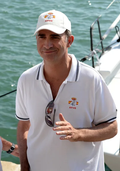 Rey español Felipe VI en la Copa del Rey Vela celebrada en Mallorca, Ago 2014 . — Foto de Stock