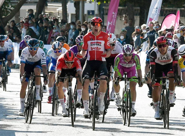 Ciclisti Professionisti Durante Competizione Challenge Mallorca Che Tiene Ogni Anno — Foto Stock