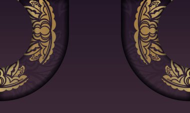 Altın mandala desenli Burgonya bayrağı ve metin yeri