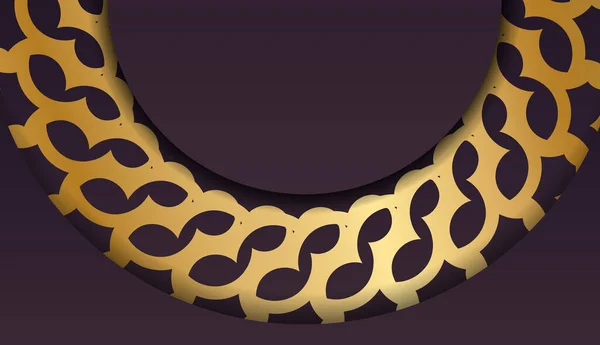 Baner Burgundy Color Mandala Gold Pattern Design Text — Stock Vector