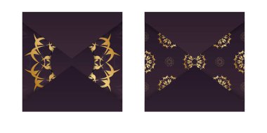 Tebrikler için klasik altın desenli Burgundy broşürü..