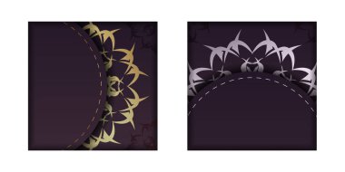 Markan için Hint altını desenli Burgundy broşürü..