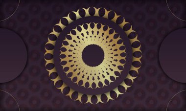 Logo veya metin altında tasarım için Hint altını süslemeli bordo rengi bayrağı