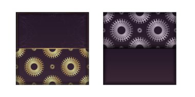 Soyut altın desenli bordo renkli broşür basılmaya hazır..