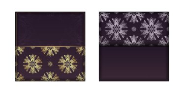 Broşür şablonu bordo rengi ve markanız için mandala altın süsü..