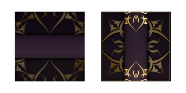 Broşür, tipografi için hazırlanmış soyut altın desenli bordo şablonu..