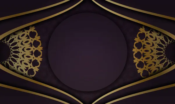 Burgundské Pozadí Mandala Zlatý Vzor Pro Design Pod Vaším Logem — Stockový vektor