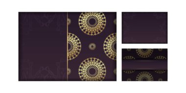Mandala altın desenli tebrik kartı bordo rengi tipografi için hazırlandı.