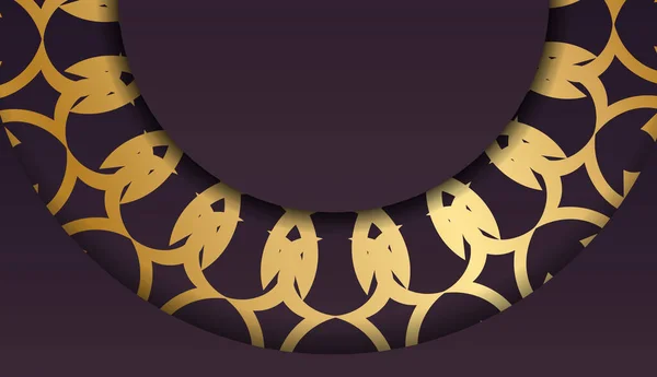 Бургундский Фон Греческим Золотом Узор Пространство Вашего Логотипа Текста — стоковый вектор