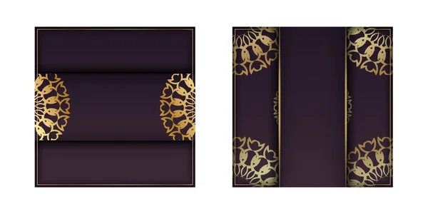 Modello Opuscolo Congratulazioni Bordeaux Con Motivo Vintage Oro Preparato Tipografia — Vettoriale Stock