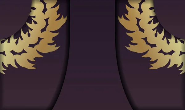 Bourgogne Achtergrond Met Vintage Gouden Ornament Voor Ontwerp Onder Logo — Stockvector