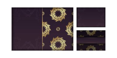 Şablon tebrik broşürü renginde ve tasarımınız için klasik altın desenli.