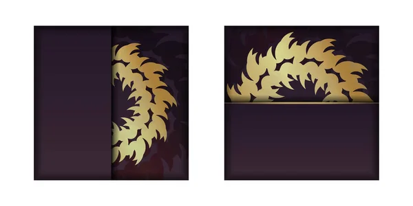 Šablona Blahopřání Flyer Burgundské Barvě Luxusním Zlatým Vzorem Pro Váš — Stockový vektor
